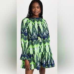 Figue Vibrant Green and Blue Patterned Dress